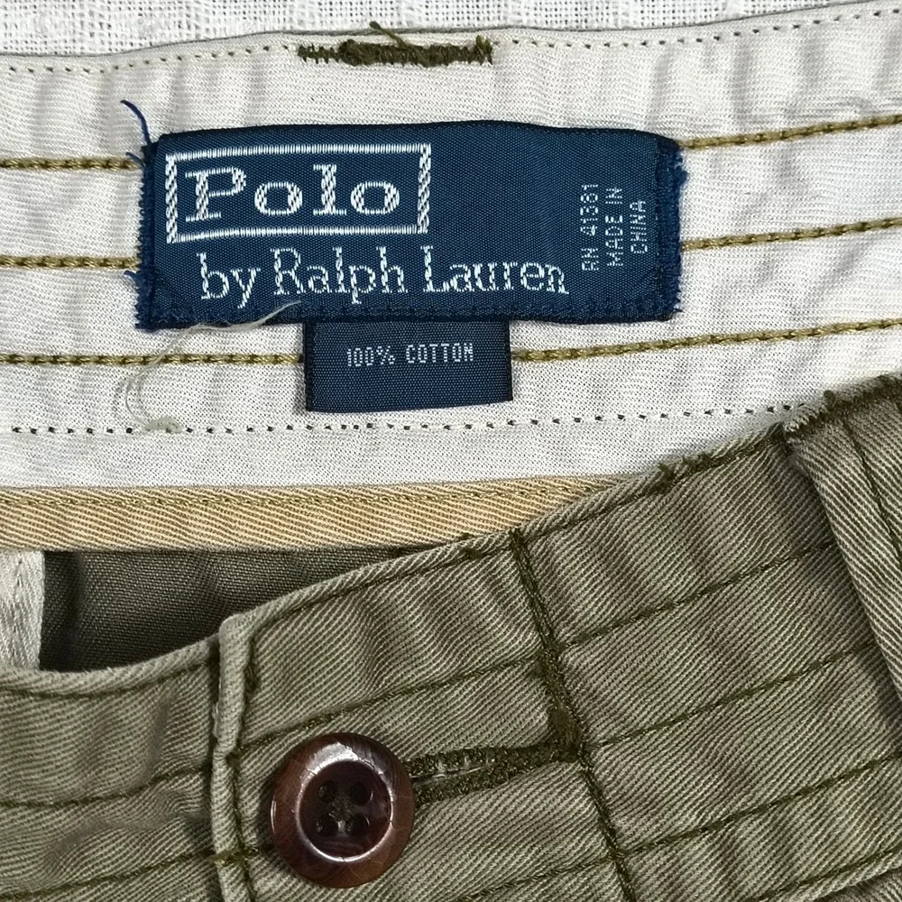 Polo Ralph Lauren Classic Polo Chino Cargo Shorts Mens 32 Green Khaki 100 Cotton